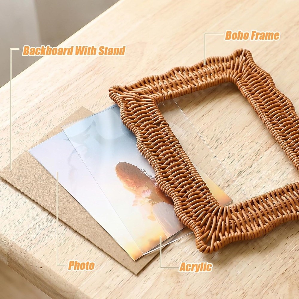 Bamboo Photo Frame - Boho Style Vintage Rattan Photo Frames