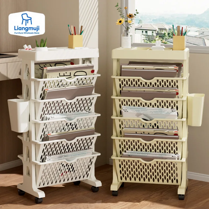 5 Tier Movable Book Shelf On W - Home Decor On Wheels ulasan dan harga