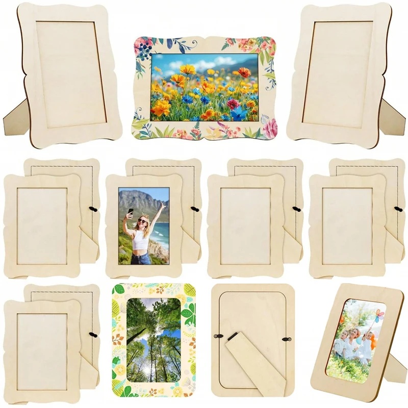 5Pcs Unfinished Wooden Frames  - Bamboo Photo Frame ulasan dan harga