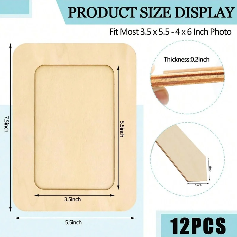 5Pcs Unfinished Wooden Frames  - Bamboo Photo Frame ulasan dan harga