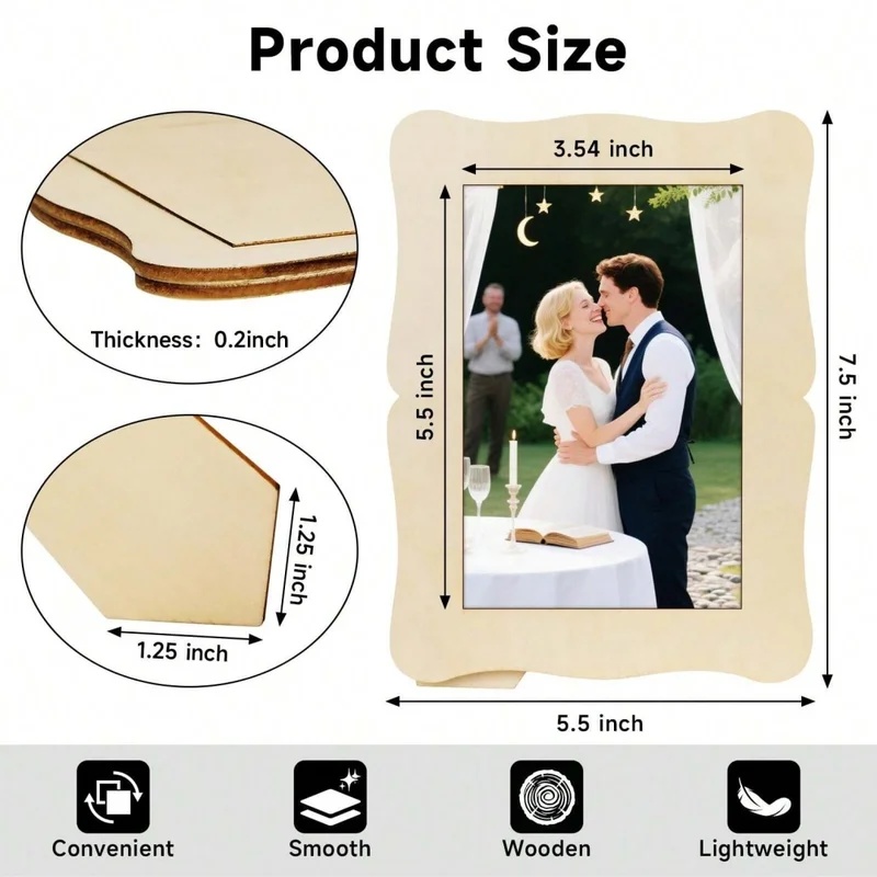 5Pcs Unfinished Wooden Frames  - Bamboo Photo Frame ulasan dan harga