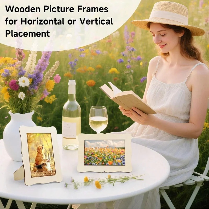 5Pcs Unfinished Wooden Frames  - Bamboo Photo Frame ulasan dan harga