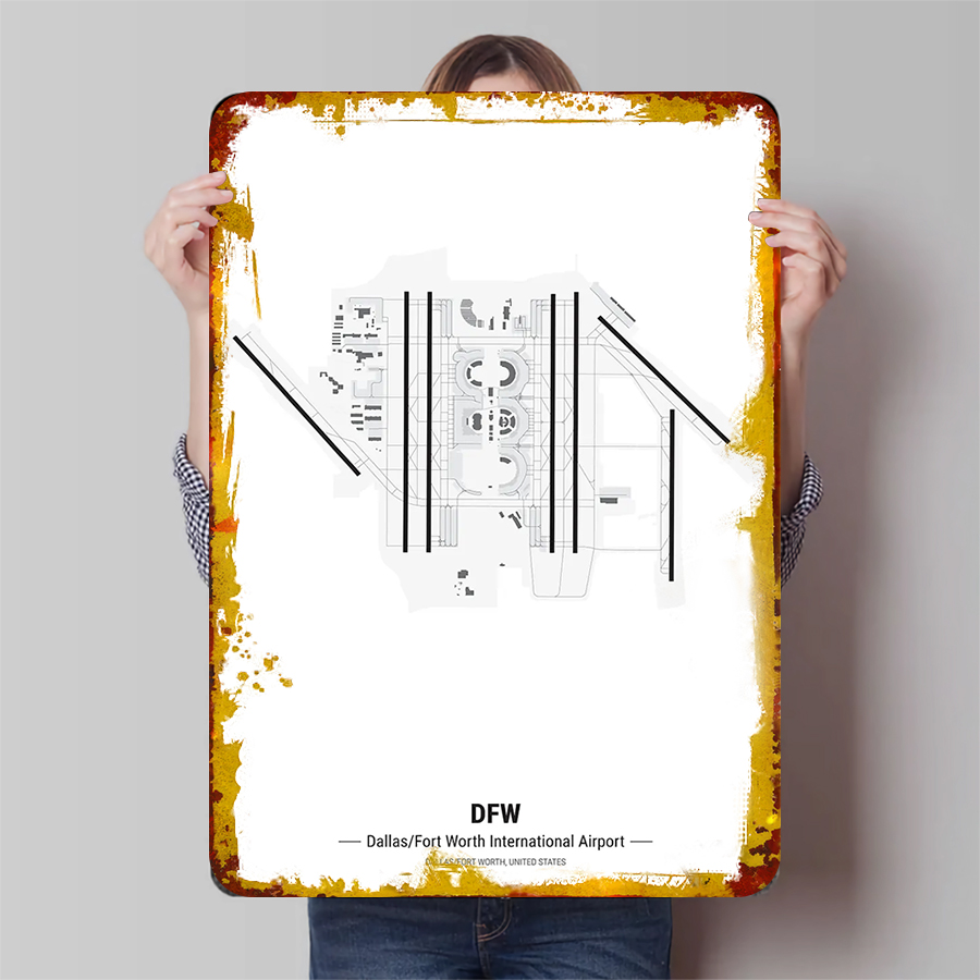 DFW Airport Map Metal Wall Art - Home Decor Dallas ulasan dan harga
