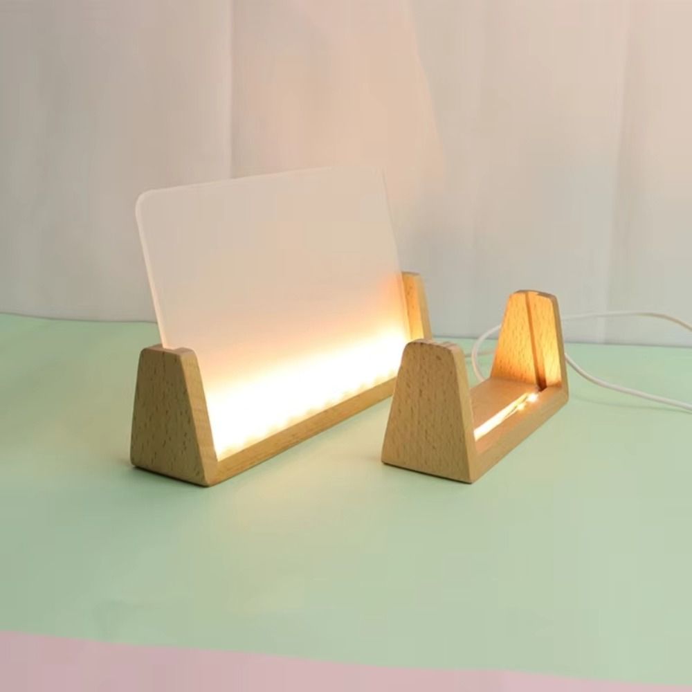 Warm Light Wooden Lighted Base - Bamboo Photo Frame ulasan dan harga