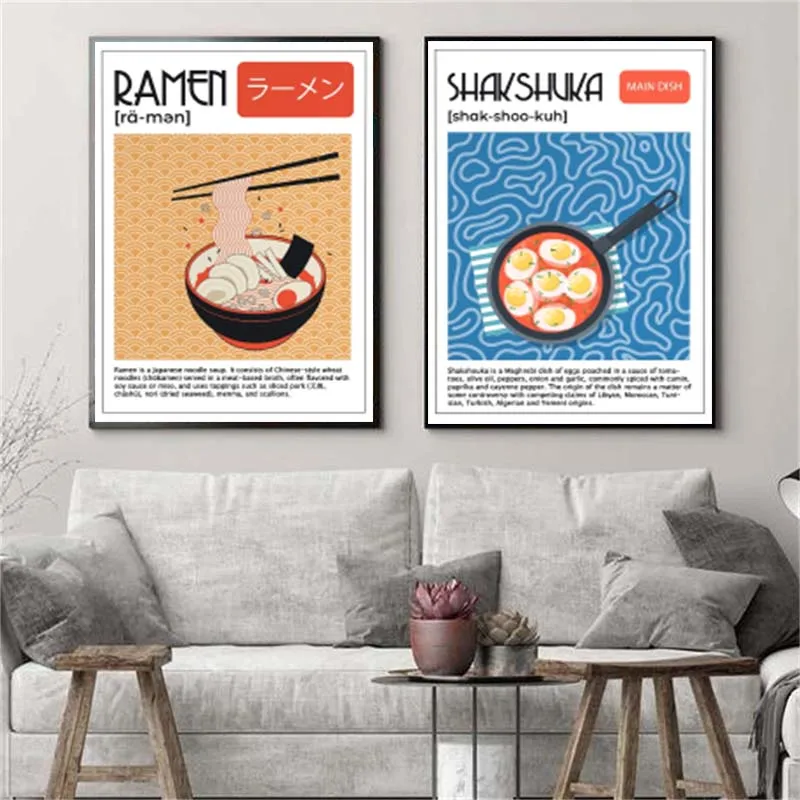 Asian Food Canvas Painting Pos - Home Decor Korea ulasan dan harga