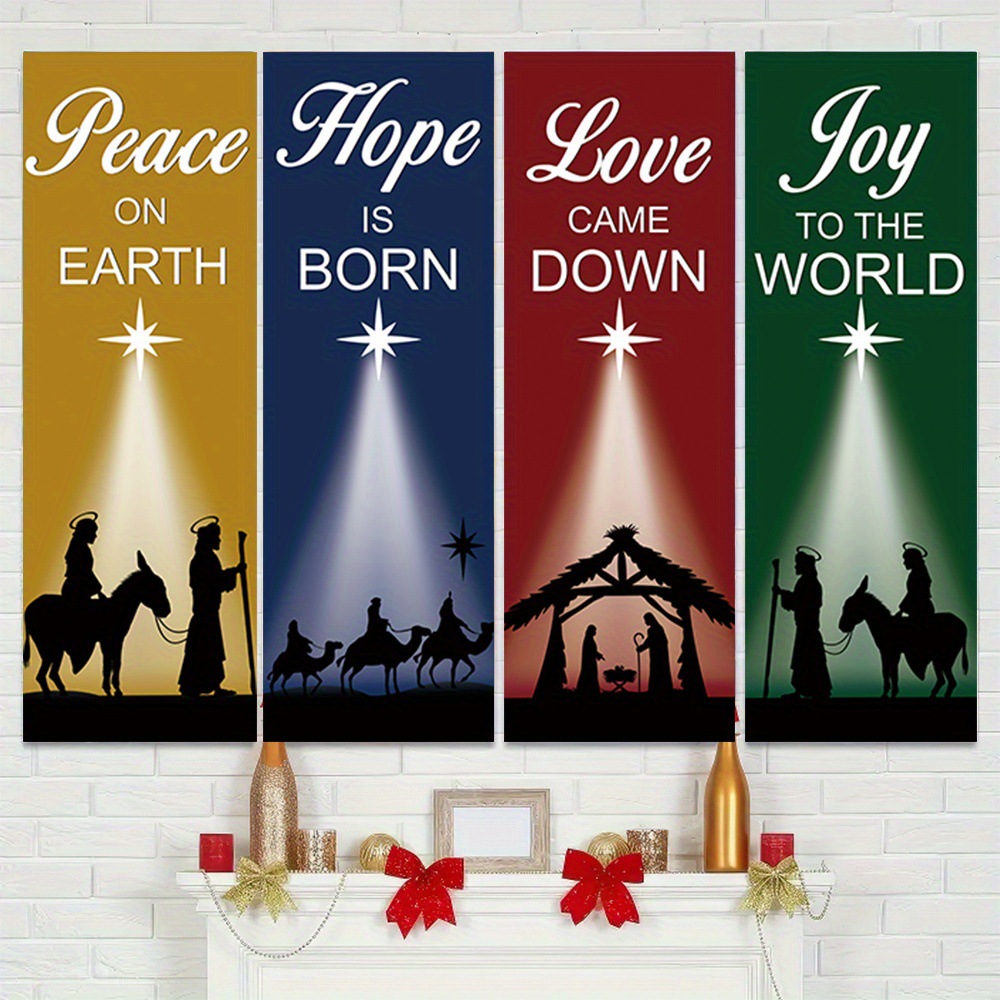 4-Piece Christmas-Themed Banne - Home Decor Location ulasan dan harga