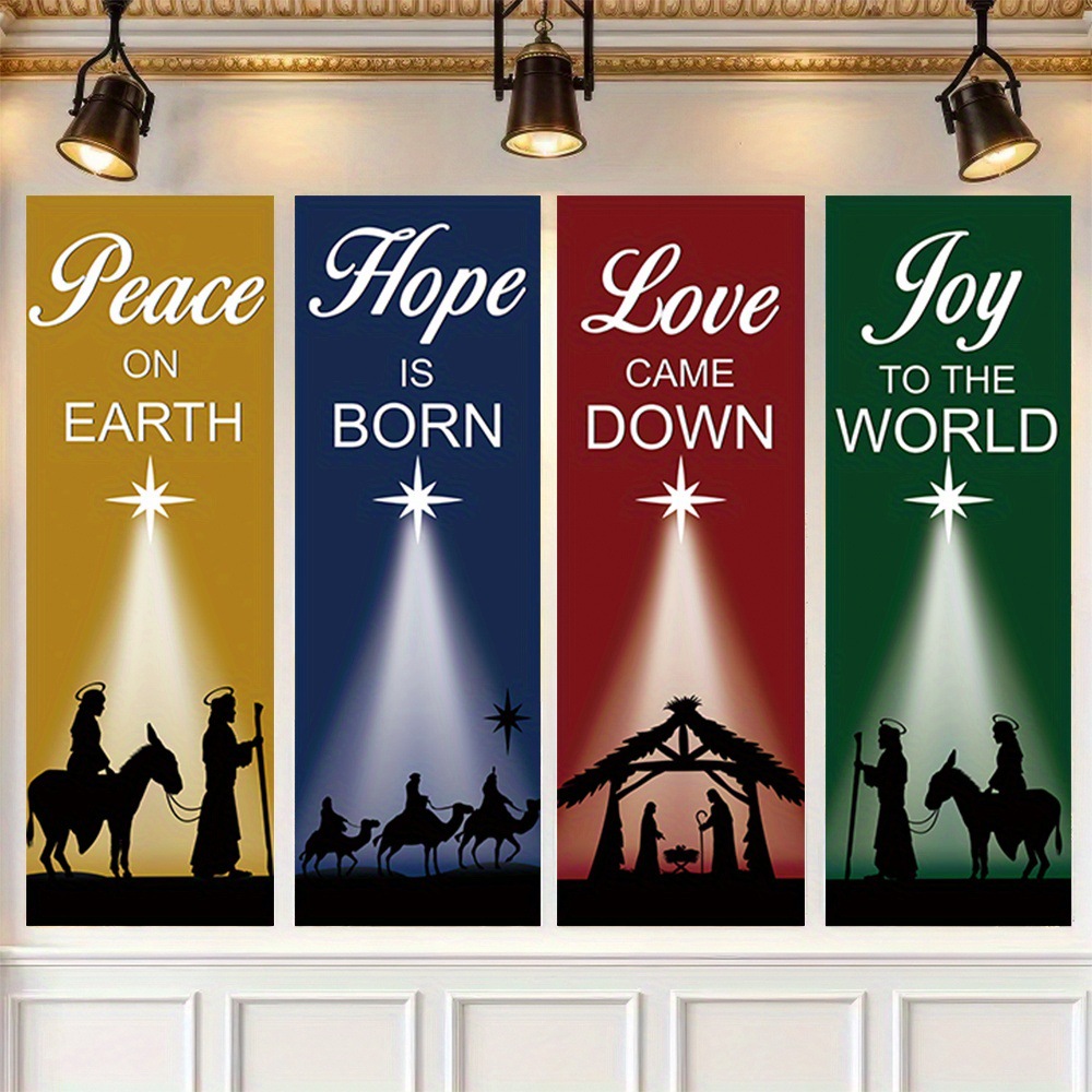4-Piece Christmas-Themed Banne - Home Decor Location ulasan dan harga