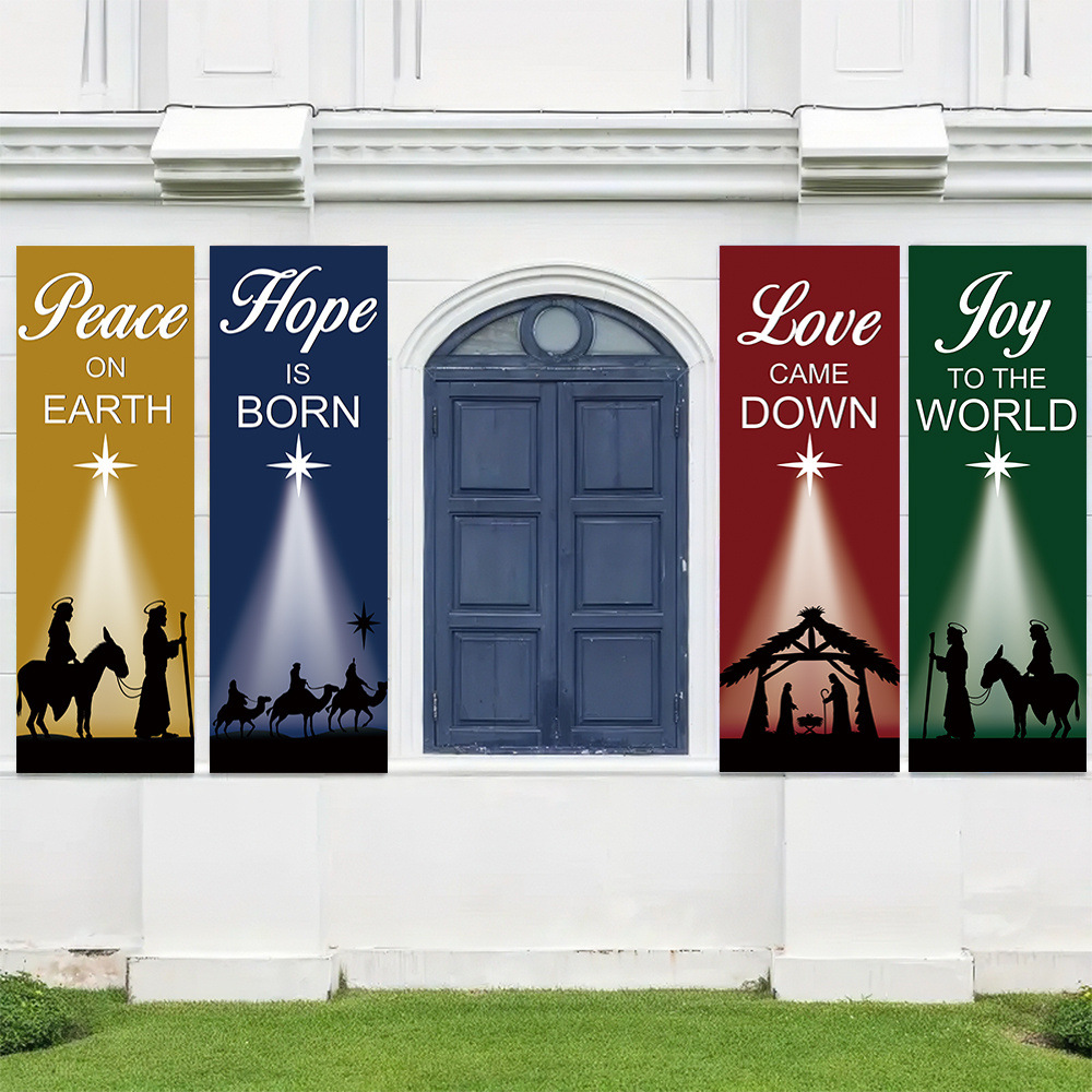 4-Piece Christmas-Themed Banne - Home Decor Location ulasan dan harga